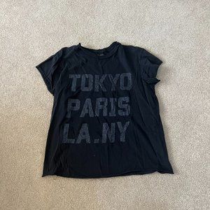 Cotton On Longline Fit Graphic Tee, Size M, Black